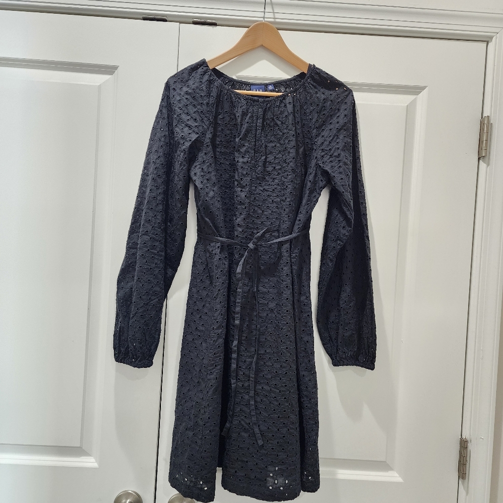 Gap Black Eyelet dress with underdress and belt